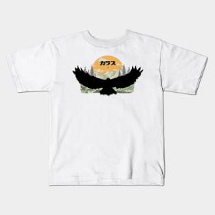 Black raven bird Kids T-Shirt